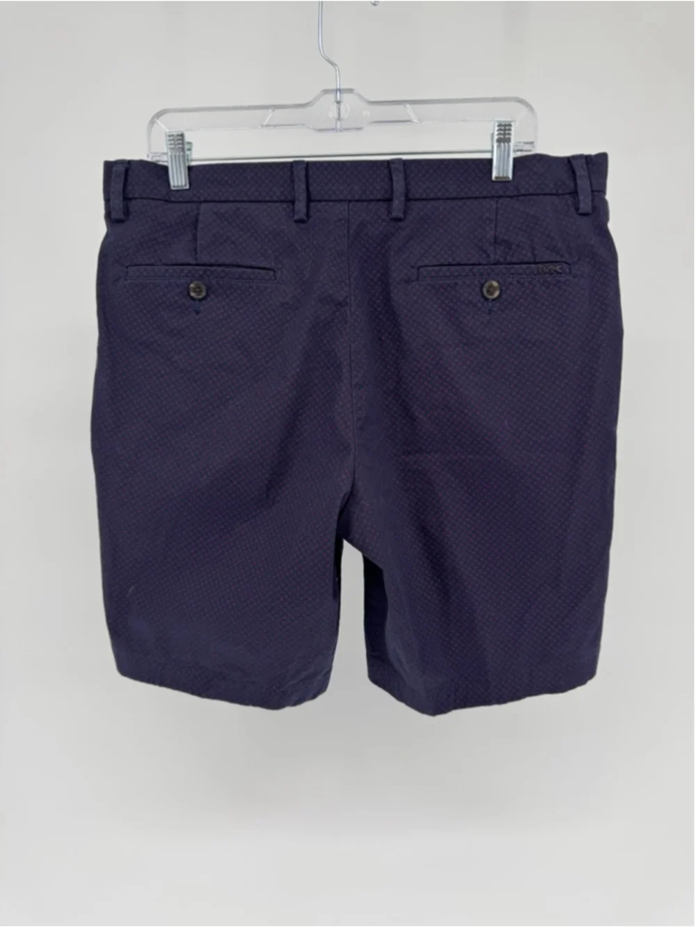 Michael Kors Men's Navy Burgundy Flat Front Shorts Waist 34